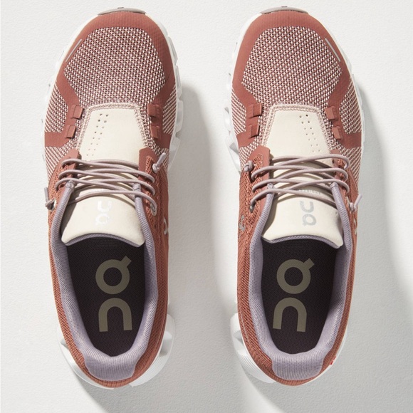 On Running On Cloud 5 Combo Sneakers Red / Brown & White | Size 7.5 - Picture 2 of 9